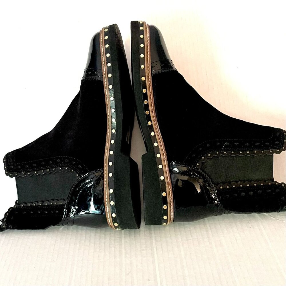 Free People Atlas Black Suede Leather Studded Chelsea Moto Ankle Boots - Picture 15 of 15
